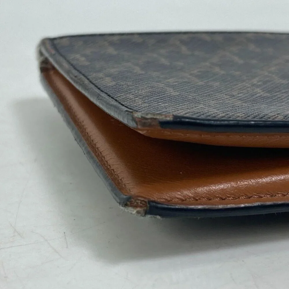 CELINE Card Case triomphe wallet with flap Folded wallet Leather Brown